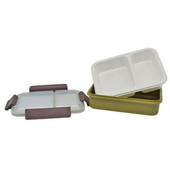 Φαγητοδοχείο πλαστικό 2 θέσεων πράσινο 23x16,4x7εκ. 1L