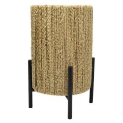 Φωτιστικό επιτραπέζιο μέταλλο/ύφασμα μαύρο/μπεζ 17x17x28,5εκ.