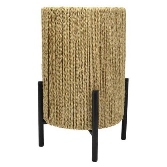 Φωτιστικό επιτραπέζιο μέταλλο/ύφασμα μαύρο/μπεζ 17x17x28,5εκ.