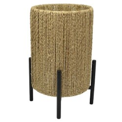 Φωτιστικό επιτραπέζιο μέταλλο/ύφασμα μαύρο/μπεζ 17x17x28,5εκ.