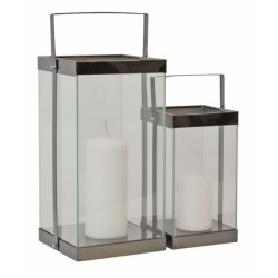 Σετ 2 φανάρια μέταλλο/γυαλί μαύρο/διάφανο
