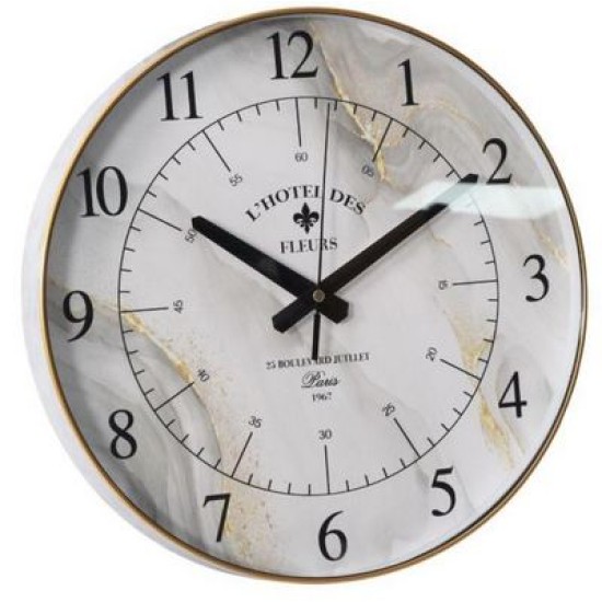 Ρολόι τοίχου πλαστικό όψη μάρμαρο 35x4εκ.
