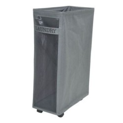 Καλάθι απλύτων υφασμάτινο γκρι χρώμα με ροδάκια 19x40x60εκ. 40L