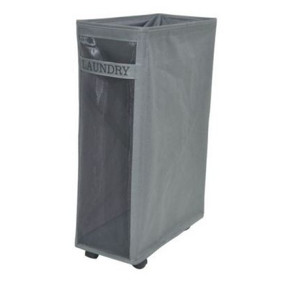 Καλάθι απλύτων υφασμάτινο γκρι χρώμα με ροδάκια 19x40x60εκ. 40L