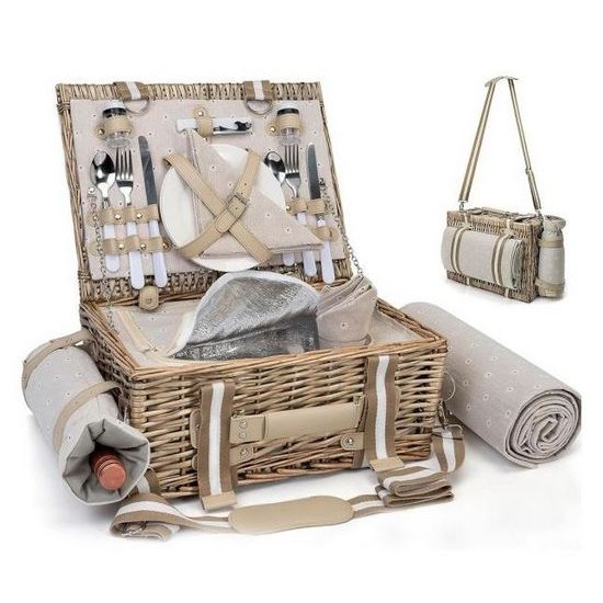 Σετ πικ-νικ με ισοθερμική τσάντα και αξεσουάρ για 2 άτομα μπεζ/γκρι