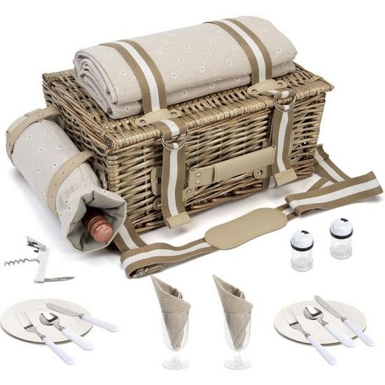 Σετ πικ-νικ με ισοθερμική τσάντα και αξεσουάρ για 2 άτομα μπεζ/γκρι