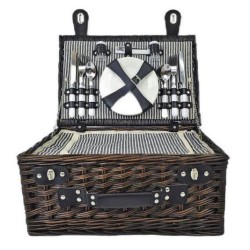 Σετ πικ-νικ με ισοθερμική θήκη και αξεσουάρ για 4 άτομα γκρι/μαύρες ρίγες