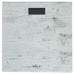 Ζυγαριά μπάνιου ηλεκτρονική γυάλινη εφέ άσπρο ξύλο 30x30εκ.