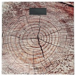 Ζυγαριά μπάνιου ηλεκτρονική γυάλινη εφέ ξύλινος κορμός 30x30εκ.