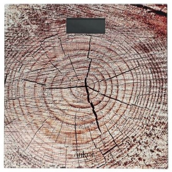 Ζυγαριά μπάνιου ηλεκτρονική γυάλινη εφέ ξύλινος κορμός 30x30εκ.