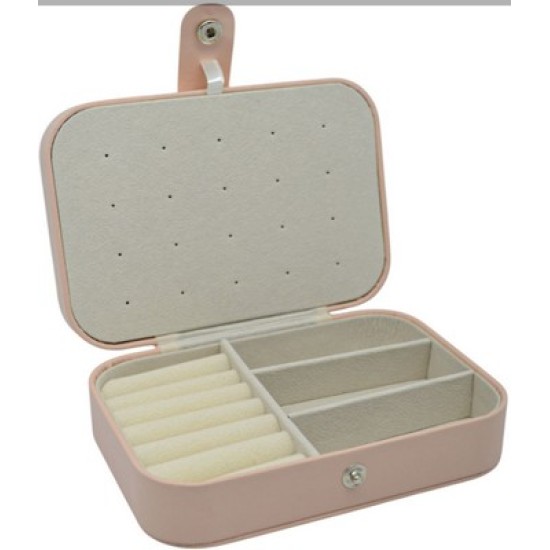 Μπιζουτιέρα από δερματίνη με βελούδινη επένδυση ροζ/μπεζ 16x11x5εκ.