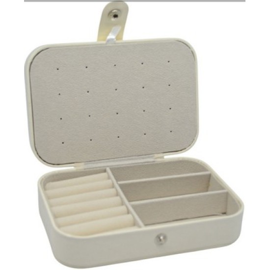 Μπιζουτιέρα από δερματίνη με βελούδινη επένδυση εκρού/μπεζ 16x11x5εκ.