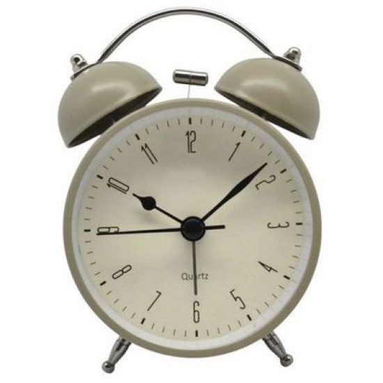 Ρολόι-ξυπνητήρι μεταλλικό αθόρυβο καφέ ματ 8,5x5x11,8εκ.