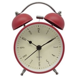 Ρολόι-ξυπνητήρι μεταλλικό αθόρυβο κόκκινο ματ 8,5x5x11,8εκ.