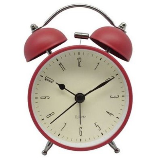 Ρολόι-ξυπνητήρι μεταλλικό αθόρυβο κόκκινο ματ 8,5x5x11,8εκ.
