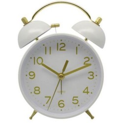Ρολόι-ξυπνητήρι μεταλλικό αθόρυβο λευκό/χρυσό 11x5,2x15,7εκ.