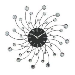 Ρολόι τοίχου μεταλλικό μαύρο με διάφανους κρυστάλλους 46x46x4εκ.