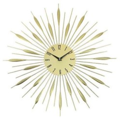 Ρολόι τοίχου μεταλλικό με χρυσές ακτίνες 49,5x49,5x4εκ.