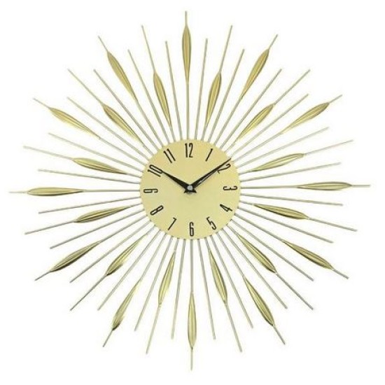 Ρολόι τοίχου μεταλλικό με χρυσές ακτίνες 49,5x49,5x4εκ.