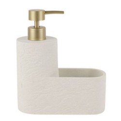 Δοχείο για κρεμοσάπουνο με θήκη για σφουγγαράκι πολυεστερικό μπεζ 16,7x7,7x19εκ.