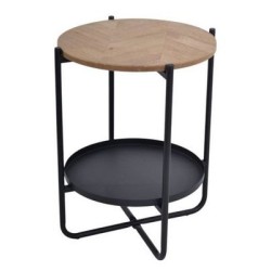 Τραπεζάκι μέταλλο/ξύλο μαύρο/καφέ 41x41x50εκ.