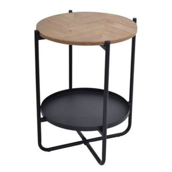 Τραπεζάκι μέταλλο/ξύλο μαύρο/καφέ 41x41x50εκ.