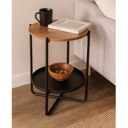 Τραπεζάκι μέταλλο/ξύλο μαύρο/καφέ 41x41x50εκ.