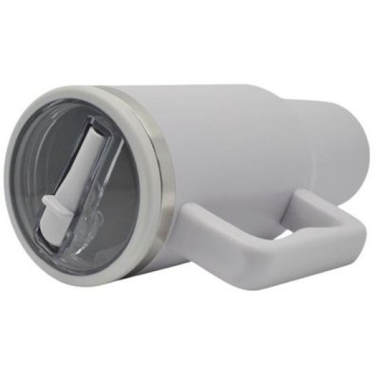 Ποτήρι-θερμός ανοξείδωτο 304 με καλαμάκι light grey 1.2L
