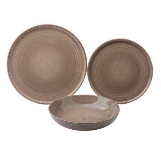 Σετ φαγητού 18 τεμαχίων stoneware καφέ