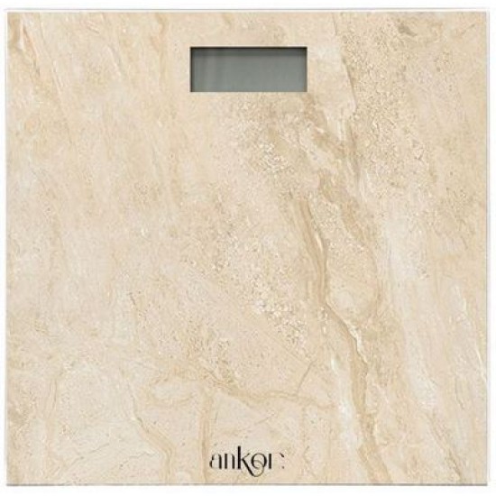 Ζυγαριά μπάνιου ηλεκτρονική γυάλινη μπεζ πέτρα 30x30εκ.