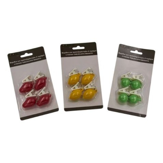 Σετ 4 βαρίδια για τραπεζομάντηλο πλαστικά ΦΡΟΥΤΑ