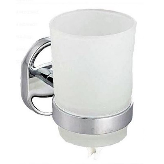 Ποτήρι μπάνιου επιτοίχιο ανοξείδωτο/γυαλί 7,5x7,5x9εκ.