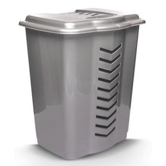 Καλάθι απλύτων πλαστικό διάτρητο γκρι 50L