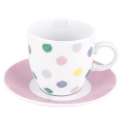 Σετ 6 φλυτζάνια καφέ με πιατάκια πορσελάνης 90ml Polka Dots