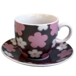 Σετ 6 φλυτζανάκια καφέ με πιατάκια πορσελάνης 90ml Daisy Purple