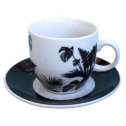 Σετ 6 φλυτζάνια καφέ με πιατάκια πορσελάνης 90ml Jungle Leafs