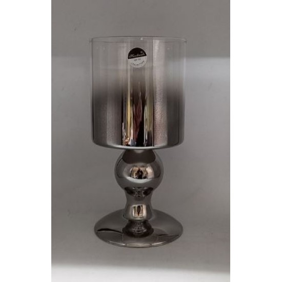 Κηροπήγιο γυάλινο ασημί/μελί 10x24εκ.