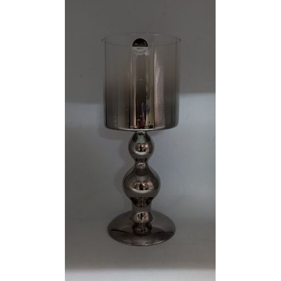 Κηροπήγιο γυάλινο ασημί/μελί 10x27,5εκ.