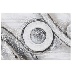 Πίνακας σε καμβά αφηρημένοι κύκλοι ασημί/λευκό 60x90x3εκ.