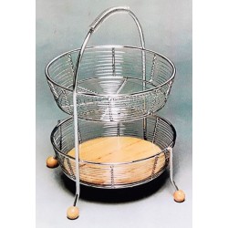 Φρουτιέρα 2όροφη ανοξείδωτο/ξύλο 45x28εκ.