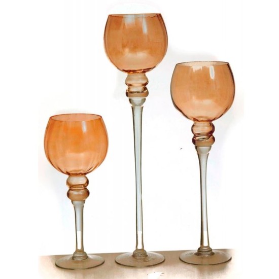 Σετ 3 κηροπήγια γυάλινα μελί