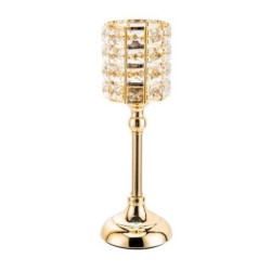 Κηροπήγιο με πόδι μέταλλο/γυαλί χρυσό 8x11x32εκ.