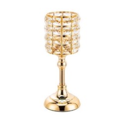 Κηροπήγιο με πόδι μέταλλο/γυαλί χρυσό 8x11x27,2εκ.