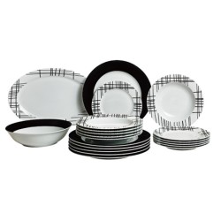Σετ φαγητού 20 τεμαχίων πορσελάνης μαύρο/λευκό καρώ