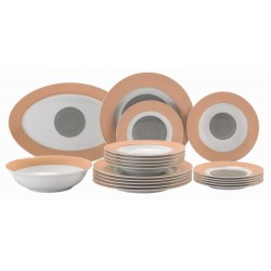 Σετ φαγητού 20 τεμαχίων πορσελάνης πορτοκαλί/γκρι/λευκό