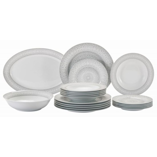Σετ φαγητού 20 τεμαχίων πορσελάνης γκρι/λευκό σχήματα