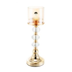 Κηροπήγιο με πόδι μέταλλο/γυαλί χρυσό 9,7x11,5x35,5εκ.