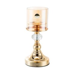 Κηροπήγιο με πόδι μέταλλο/γυαλί χρυσό 9,7x11,5x26εκ.