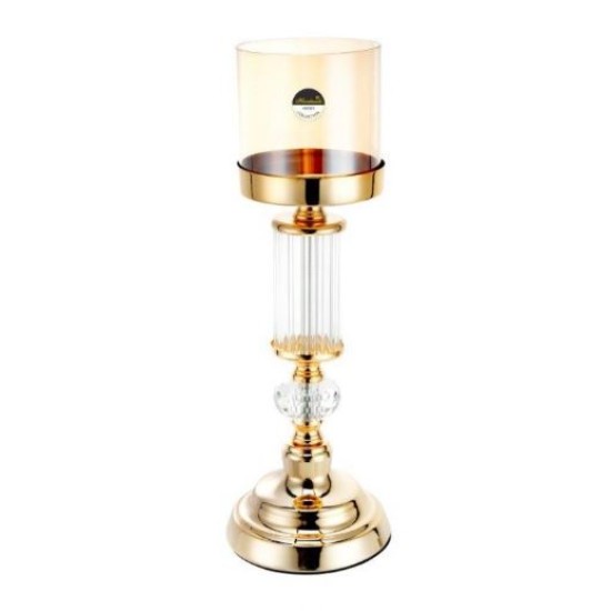 Κηροπήγιο με πόδι μέταλλο/γυαλί χρυσό 9,8x12x36,2εκ.