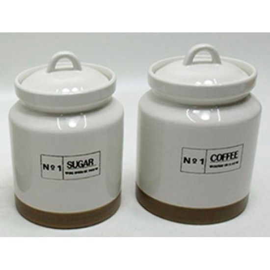 Σετ 2 βάζα κεραμικά καφέ-ζάχαρη καφέ/λευκό 11,5x11,5x18εκ.